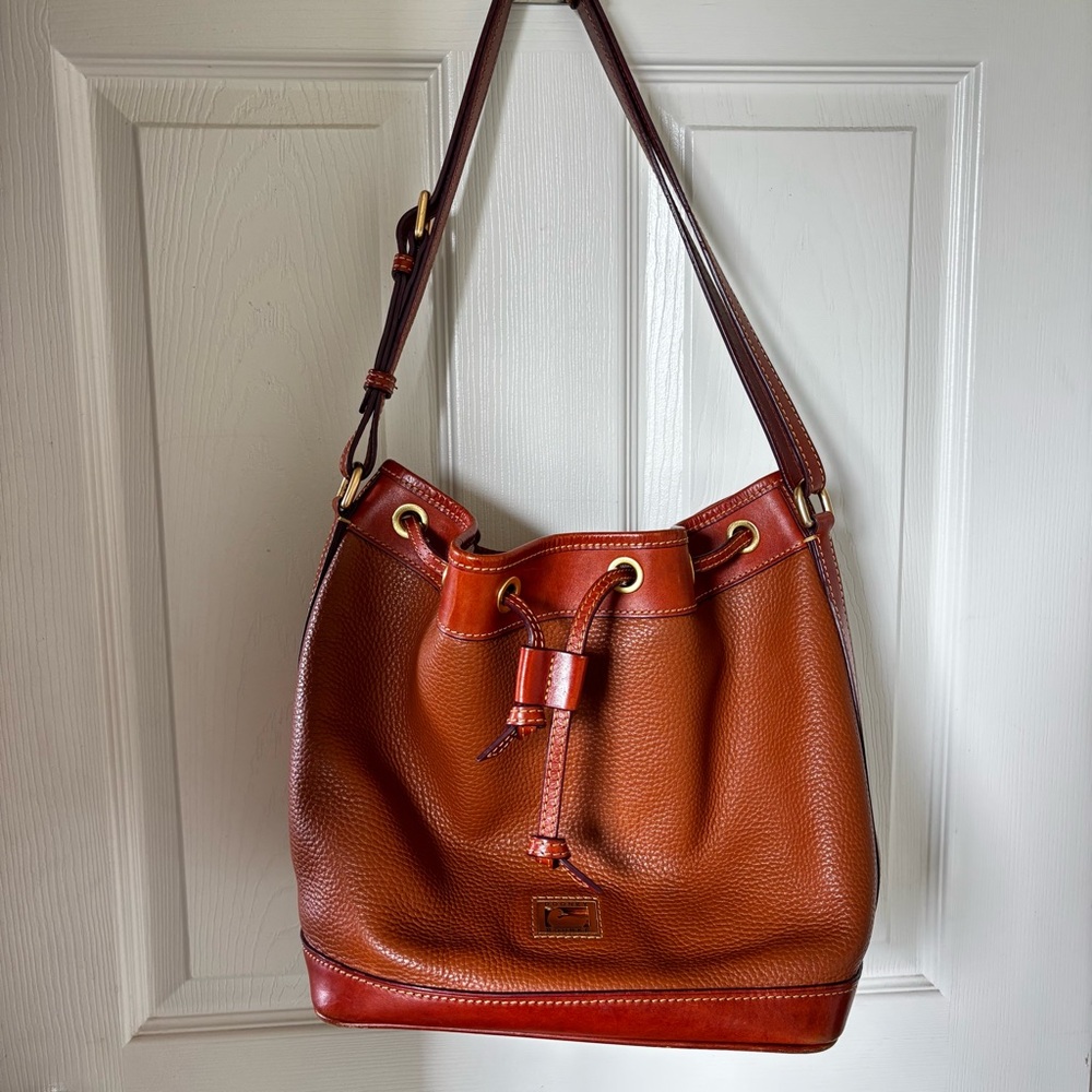 Dooney & Bourke Brown Leather Drawstring Shoulder Bag